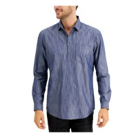INC International Concepts INC Men’s Chambray Popover Shirt (Navy, XL)