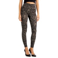 INC International Concepts INC Women’s Snakeskin-Print Compression Leggings (Black, X-Small)
