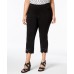  Women's Plus Lace-hem Cropped Pants, Black, 14W