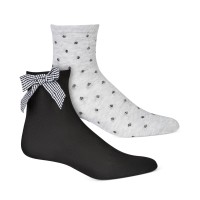 Inc Women’s 2-Pk. Plaid Bow & Dot-Print Anklet Socks