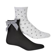 Inc Women’s 2-Pk. Plaid Bow & Dot-Print Anklet Socks