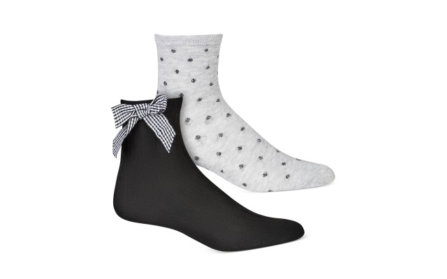 Inc Women’s 2-Pk. Plaid Bow & Dot-Print Anklet Socks