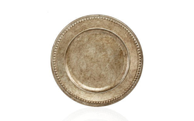 Jay Import American Atelier Antique Silver Bead Edge Charger Plate