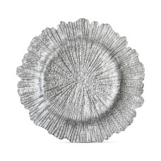 Jay Import Glass Silver-Tone Reef Charger Plate