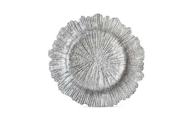 Jay Import Glass Silver-Tone Reef Charger Plate