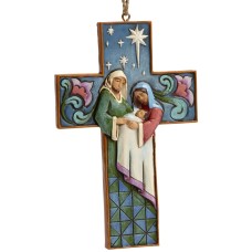 Jim Shore Cross-Shaped Holy Family Hanging Ornament