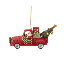 Jim Shore Santa in Red Truck Ornament