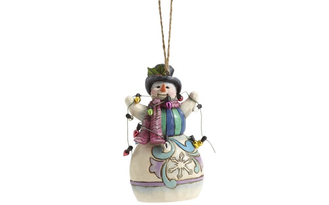  Snowman Wrapped in Lights Collectible Ornament