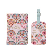 Karma Gifts Passport Holder Luggage Tag Set Pink