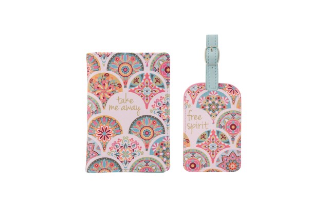  Passport Holder Luggage Tag Set Pink