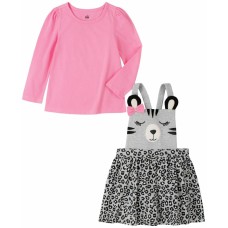 Kids Headquarters 2 Piece Long Sleeve T-shirt with Bear Face Animal Print Jumper Set