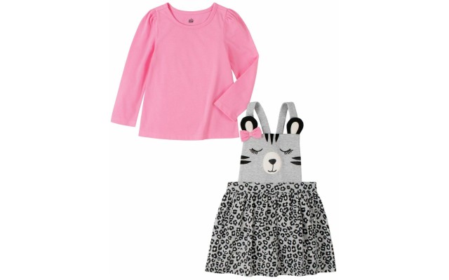 Kids Headquarters 2 Piece Long Sleeve T-shirt with Bear Face Animal Print Jumper Set