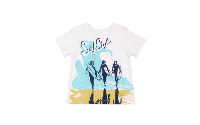  Boys Surf Style Graphic Printed Peruvian Cotton T-shirt – Short Sleeve, Crewneck, White, 2