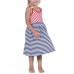  Toddler Baby Girls Nautical Striped Peruvian Cotton Dress – Strappy, Loose-Fit, Long Skirt, Whte/Crimson/Midnight, 5
