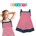  Toddler Baby Girls Strappy Nautical Striped Peruvian Cotton Tunic 2 3 4 5 6 8 Years, White/Crimson, 4