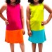  Toddler Girls Solid Colors Peruvian Cotton Tank Dress, Lime/Turquoise/Orange, 4