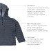  Boys Striped Peruvian Cotton Pullover Hoodie – Long Sleeve, Crewneck With 3 Buttons