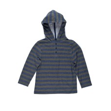 Kleverkids Boys Striped Peruvian Cotton Pullover Hoodie – Long Sleeve, Crewneck With 3 Buttons