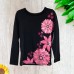  Girls Flowers Graphic Printed Peruvian Cotton T-Shirt – Long Sleeve, Frill Crewneck, Winters Nights, 2