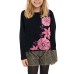  Girls Flowers Graphic Printed Peruvian Cotton T-Shirt – Long Sleeve, Frill Crewneck, Winters Nights, 6