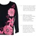  Girls Flowers Graphic Printed Peruvian Cotton T-Shirt – Long Sleeve, Frill Crewneck, Winters Nights, 6
