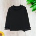  Girls Frilled Neck And Cuffs Peruvian Cotton T-Shirt – Long Sleeve, Crewneck, Black, 5