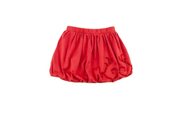  Toddler Baby Girls Embroidery Bubble Skirt – Peruvian Pima Cotton, Balloon Skirt, Elastic Waist, Pull-On, Solid Colors, Persimmon, 2