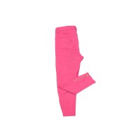 Kleverkids Toddler Baby Girls Embroidery Flower Pants – Peruvian Pima Cotton, Zipper Ankle Cuffs, Bright Punch, 4