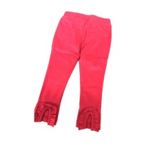 Kleverkids Toddler Baby Girls Frilled Pants – Peruvian Pima Cotton, Elastic Waist, Pull-On, Solid Colors
