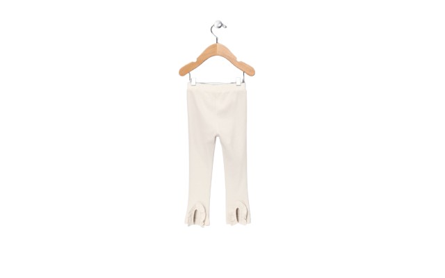  Toddler Baby Girls Frilled Pants – Peruvian Pima Cotton, Elastic Waist, Pull-On, Solid Colors, Creme Brulle, 4