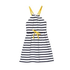 Kleverkids Toddler Baby Girls Striped Peruvian Cotton Dress – Strappy, Long Skirt