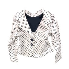 Kleverkids Toddler Girls Polka Dots Blazer Jacket  – Notched Lapel, Two Button Closures