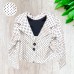  Toddler Girls Polka Dots Blazer Jacket  – Notched Lapel, Two Button Closures, NAVY DOT, 3