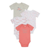 Koala Baby Baby Girls Girl Power Bodysuit, 4 Piece Set (12-18 Months)