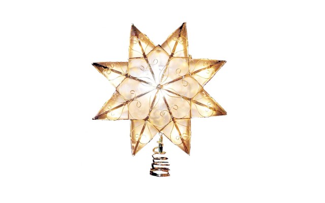  Indoor 10-Light 8-Point Capiz Star Treetop with Arabesque Decoration