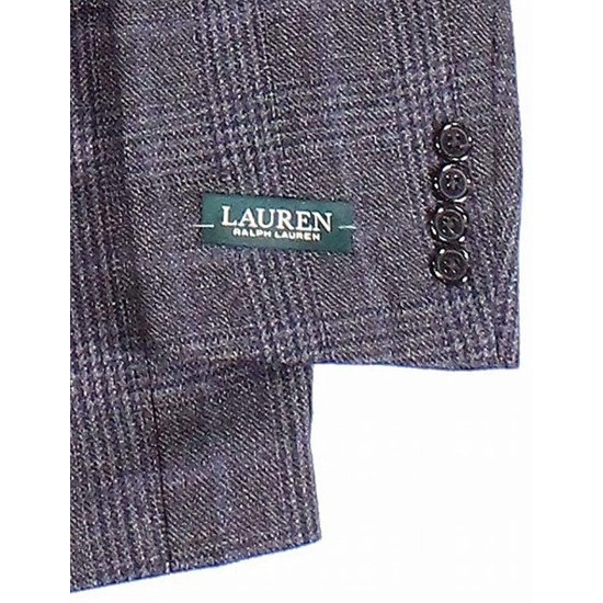  Mens Blazer Plaid Printed Wool, Dark Gray, 38R