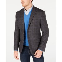 Lauren by Ralph Lauren Mens Blazer Plaid Printed Wool, Dark Gray, 43R