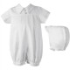 Lauren Madison baby boy Infant Christening Baptism Polished Short Romper (White, 6-9 Months)