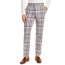 Lauren Ralph Lauren Mens Classic-fit Blue Plaid Dress Pants