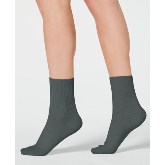  Smooth Lines Ribbed Crew Socks