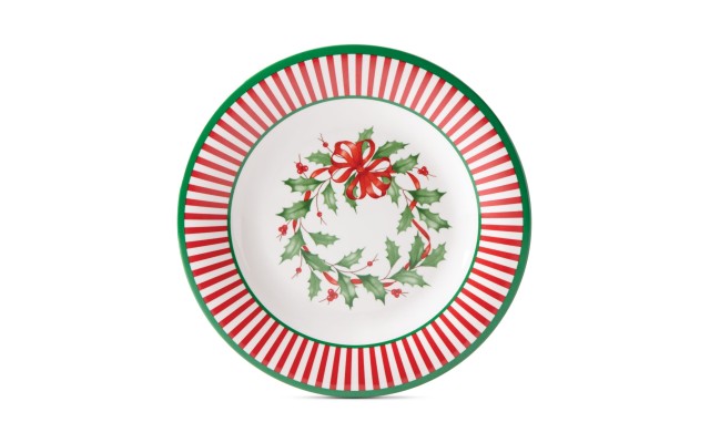 Holiday Stripe Melamine Accent Plates Set of 4