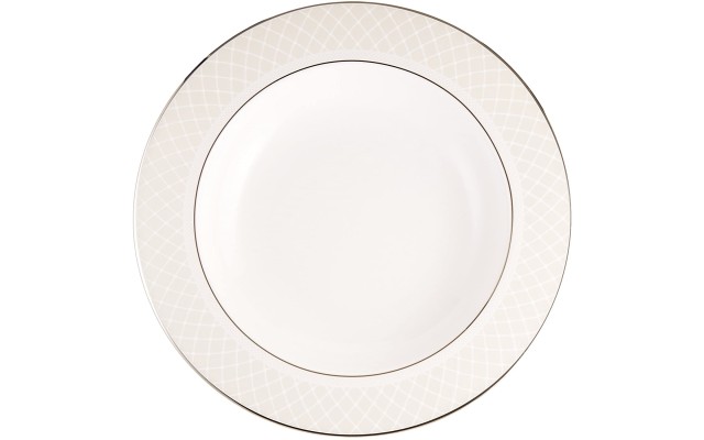  Venetian Lace Rimmed Bowl, Pasta/Soup, White