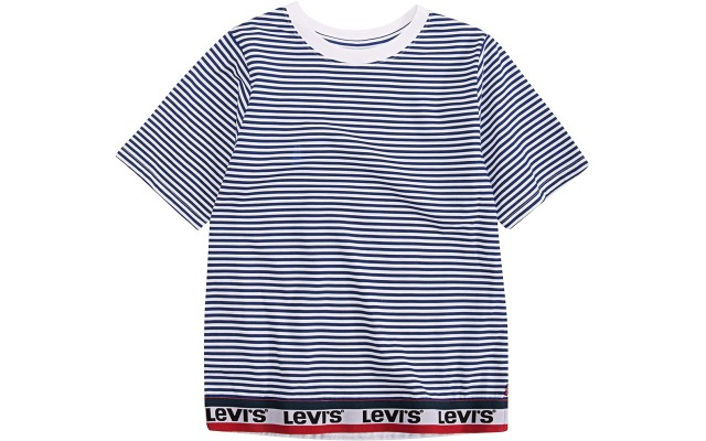 Levi’s Girls’ Big Boxy Knit T-Shirt (Blue/Taping, M)