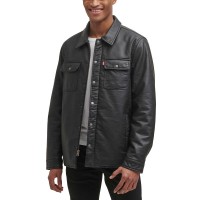Levi’s Men’s Full Fleece Lining Faux Leather Jacket, Black, X-Large