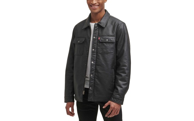 Levi’s Men’s Full Fleece Lining Faux Leather Jacket, Black, XX-Large