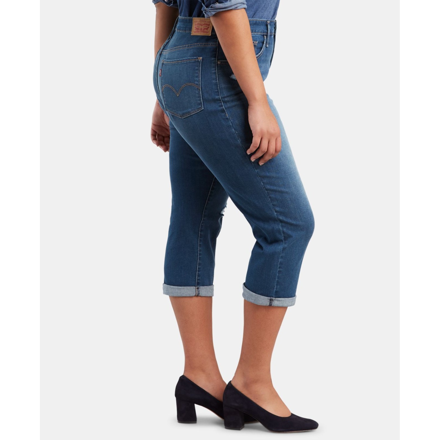 Shaping Capri Jeans, Medium Blue, 20W