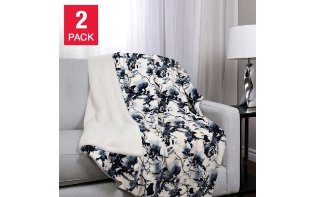  Ultimate Faux Fur Throw Ultra Soft 2-pack, Blue