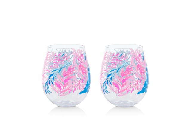  Acrylic Wine Glass Set Kaleidoscope Coral One Size