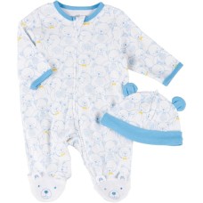 Little Me Baby Boys 2-Pc. Cotton Teddy-Print Hat & Footed Coverall