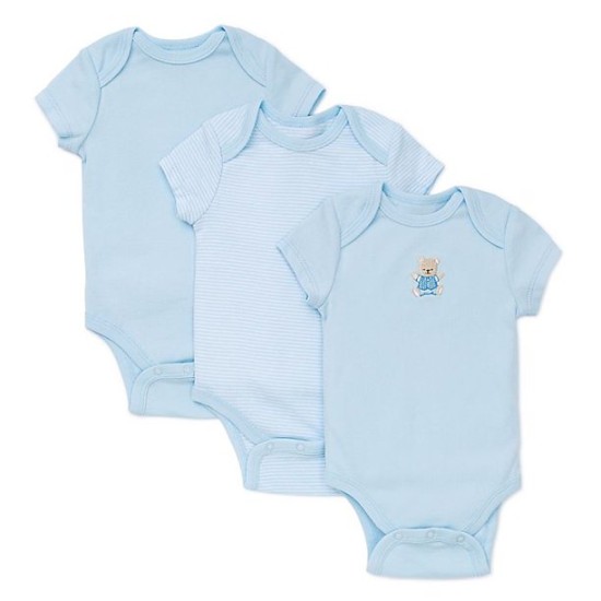  Baby-Boys Cute Bear 3 Pack Bodysuit (Blue/Multi, Newborn)